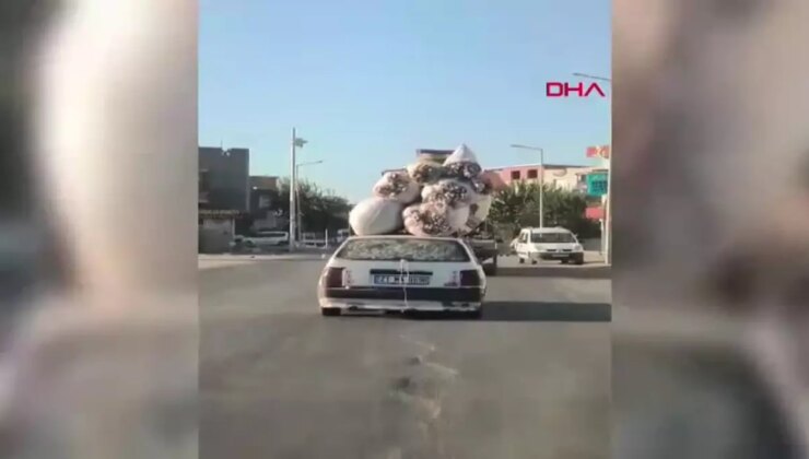 Diyarbakır’da Pamuk Yüklü Araç Trafikte Dikkat Çekti