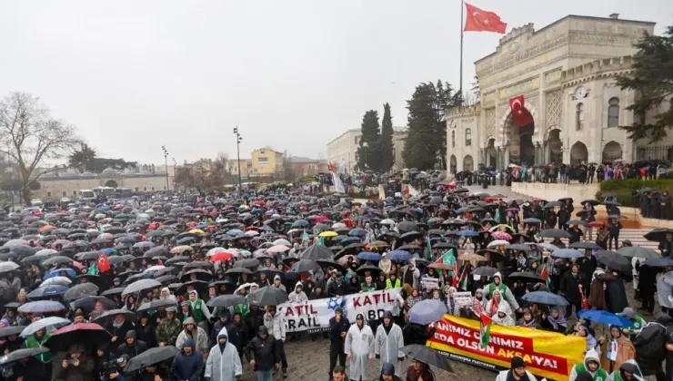 İstanbul’da binler işgalci İsrail ve ABD ataklarına karşı yürüdü
