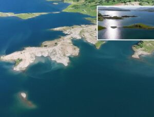 “Diyarbakır’ın Maldviler”inde yağışlarla yükselen su düzeyi dronla görüntülendi