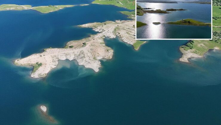 “Diyarbakır’ın Maldviler”inde yağışlarla yükselen su düzeyi dronla görüntülendi
