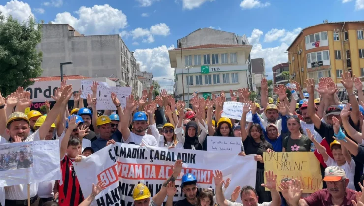 Madenciler maaş ve tazminat için yürüdü